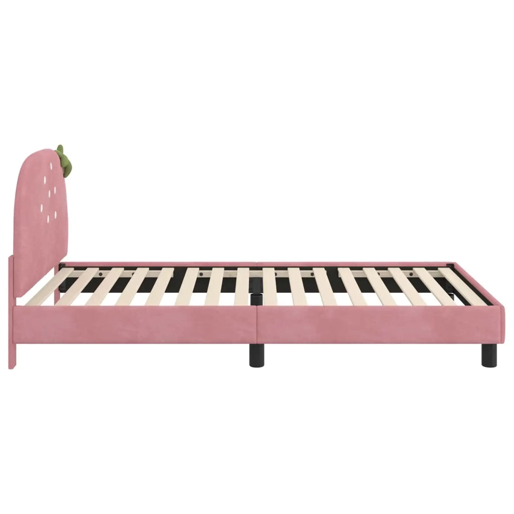 Struttura letto Bambini | Letto Infantile | Lettino con testata Rosa 80 x 200 cm Velluto