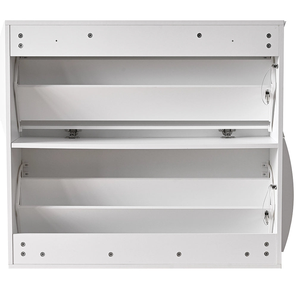 Scarpiera Ingresso in Legno Lucido ONDE 2 Ante Bianco Salvaspazio 101x26.5x81cm