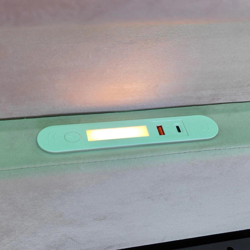Letto bambino-Xylo-90x200 cm-LED, USB, idraulico, velluto grigio chiaro