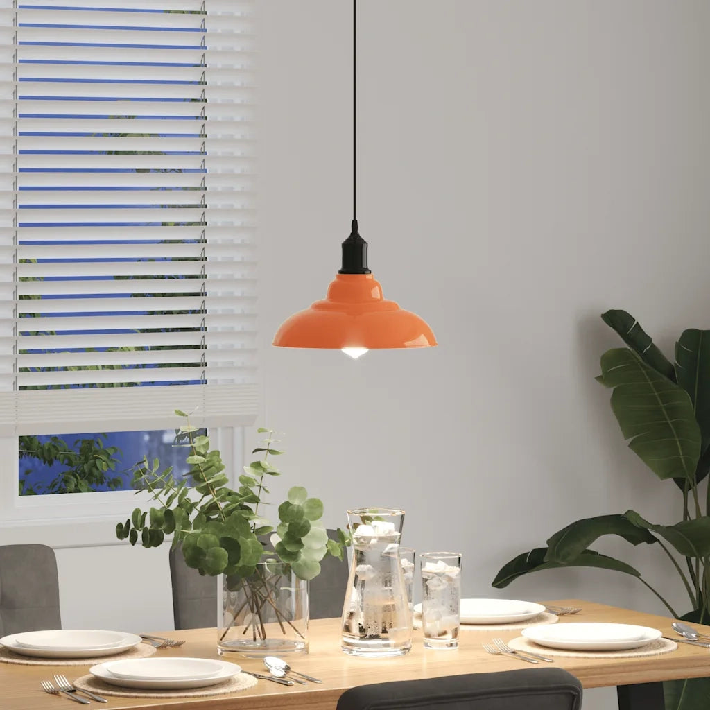 Lampada Sospensione Regolabile E27 Arancio Lucido Ø31cm Metallo 4103440