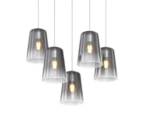 SOSPENSIONE BIANCO RETTANGOLARE 5 LUCI CROMO 1164BI-S5 R-CR