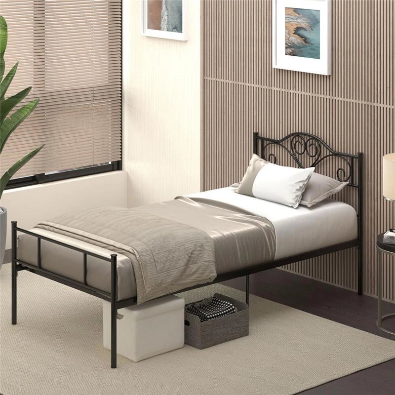 STRUTTURA LETTO SINGOLO IN ACCIAIO CON DOGHE INTEGRATE TESTIERA E PEDIERA
