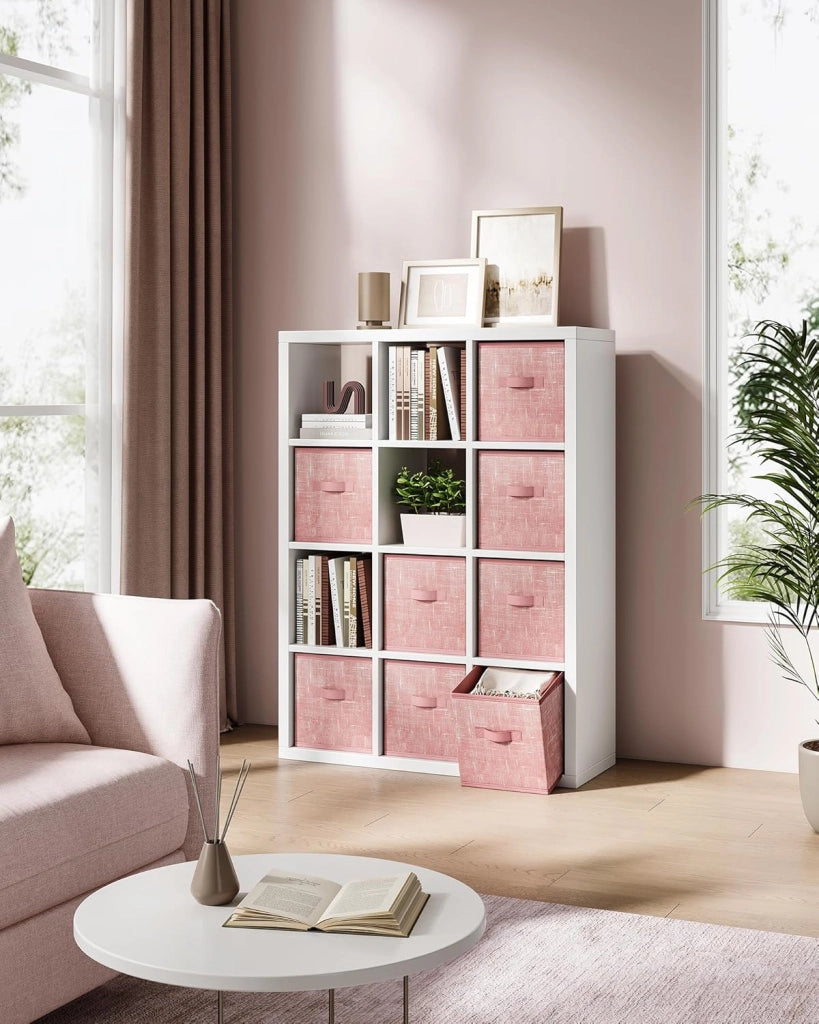 Set di 8 cubi portaoggetti in tessuto non tessuto con doppi manici da 27,9 cm, organizer per armadio, per mensole, pieghevoli, per vestiti, rosa gelatina UROB826R01