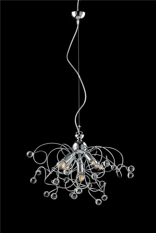 LISBONA LAMPADARIO DESIGN MODERNO IN METALLO COLORE CROMATO E14 5 LUCI 46 WATT
