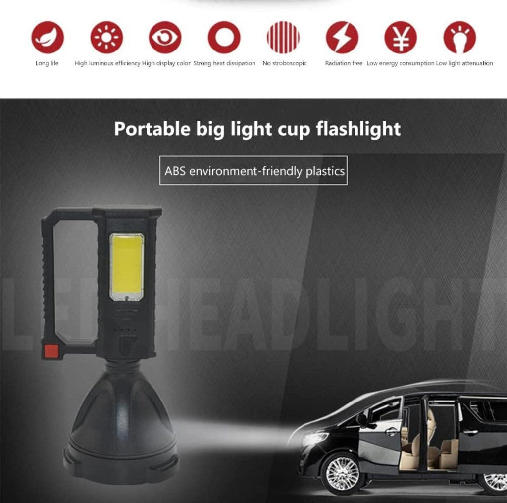 Lampada Torcia a LED Ricaricabile Per Casa Campeggio Pesca con supporto. TY-838