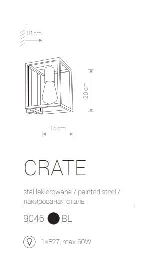 Nowodvorski CRATE applique parete nera metallo E27 9046