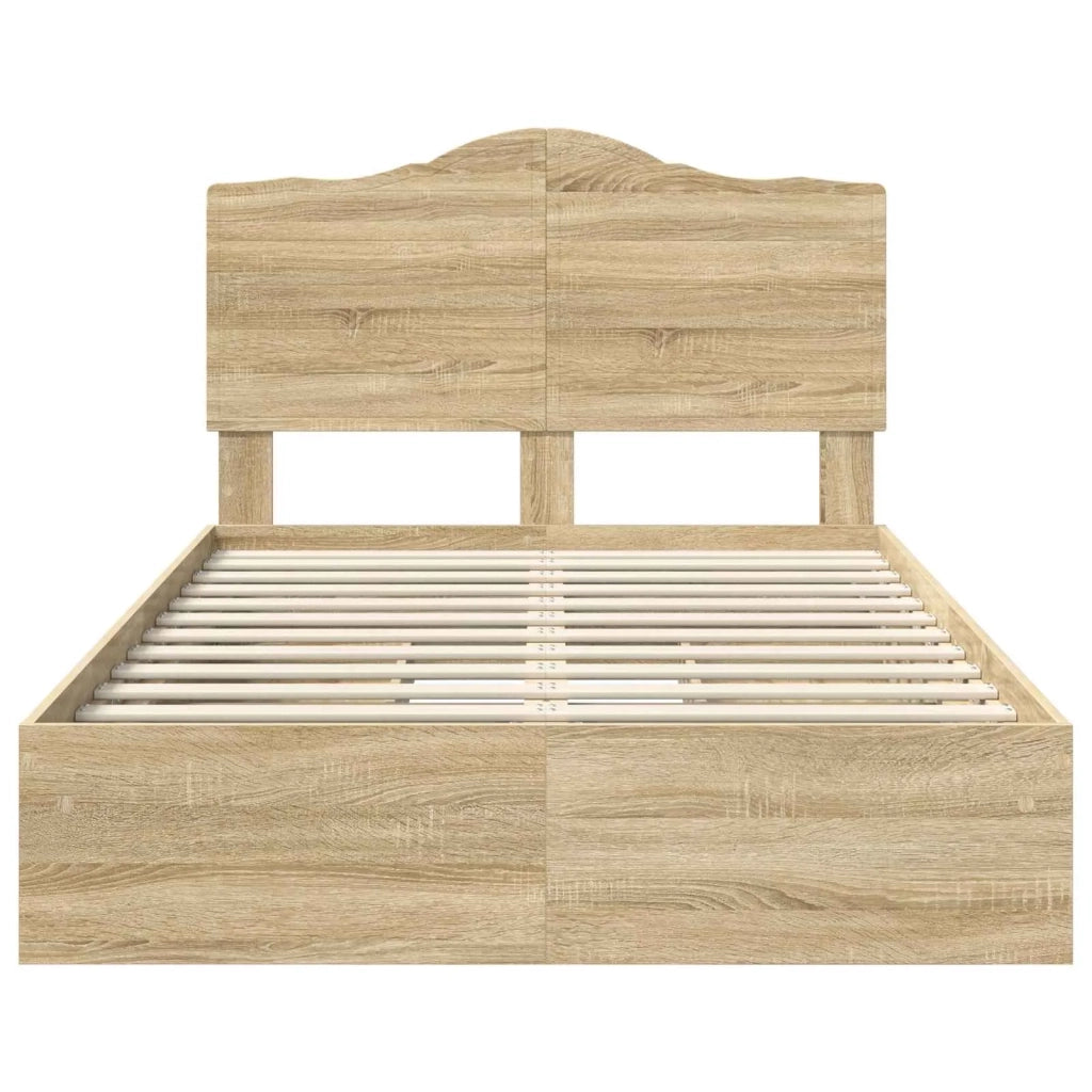 Letto con Contenitore con testiera Rovere Sonoma 135 x 190 cm