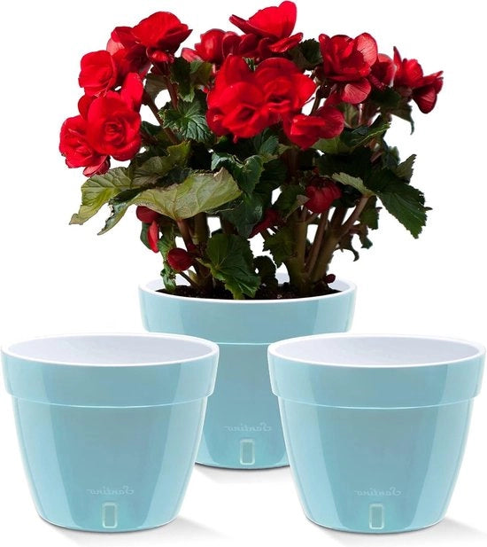 Set di vasi autoirriganti per piante da interni - set da 3 per piante da appartamento - vasi moderni con indicatore del livello dell'acqua - adatti a tutte le piante, violette e Dahlia - Ø 92 cm, 6 L