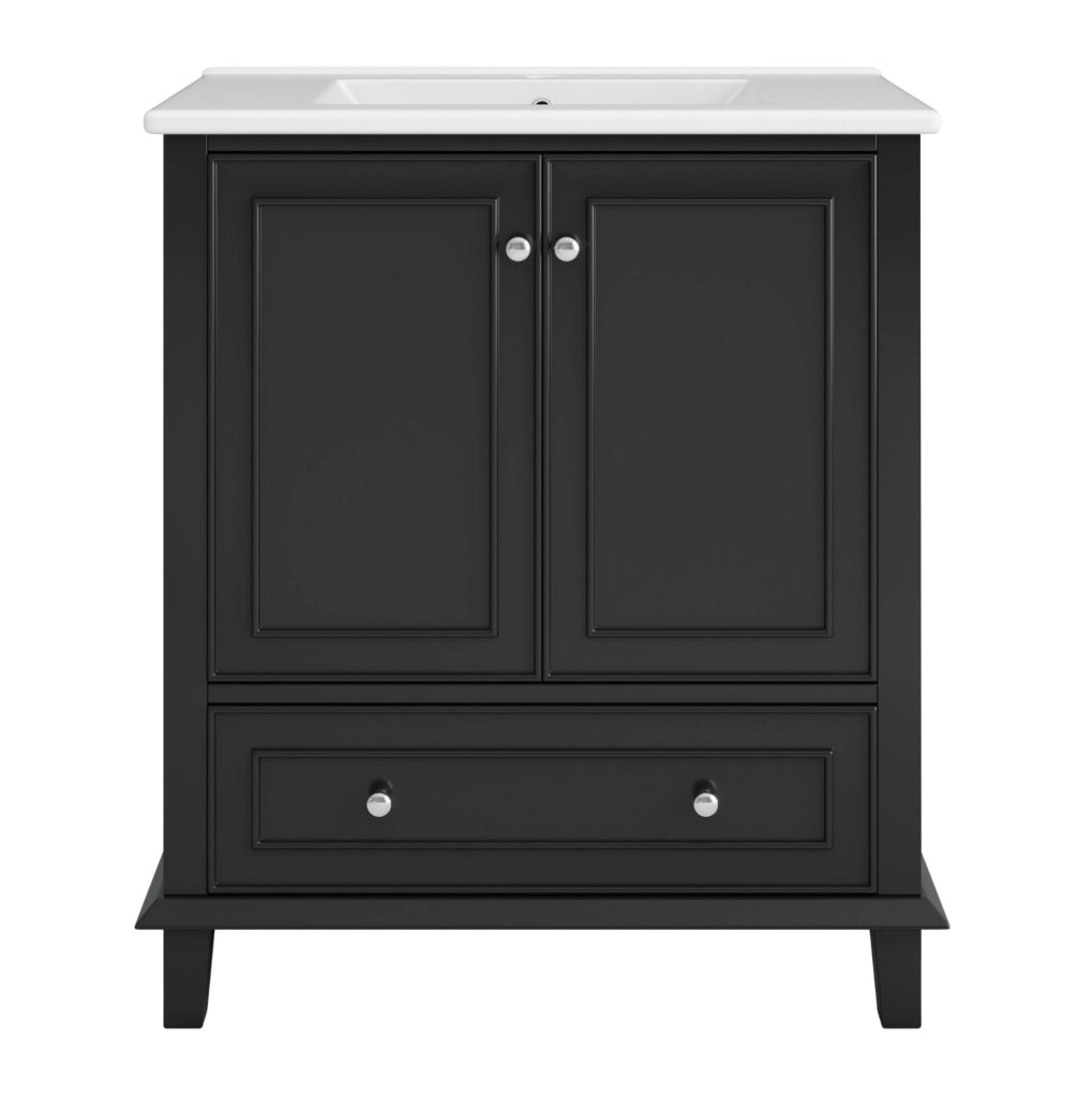 Mobile bagno nero con lavabo in ceramica 76x46x87 cm