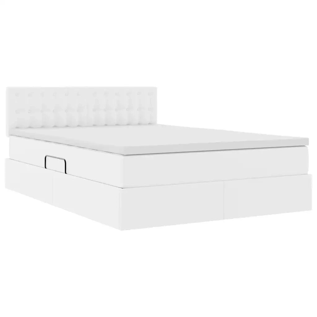 Letto con contenitore e materasso Bianco Puro 140 x 200 cm