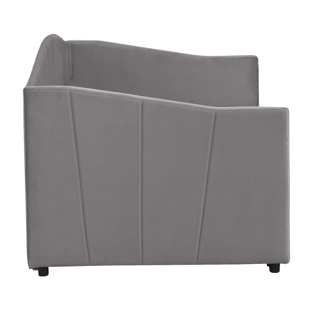 Divano letto imbottito estraibile 90x200/180x200 cm in grigio