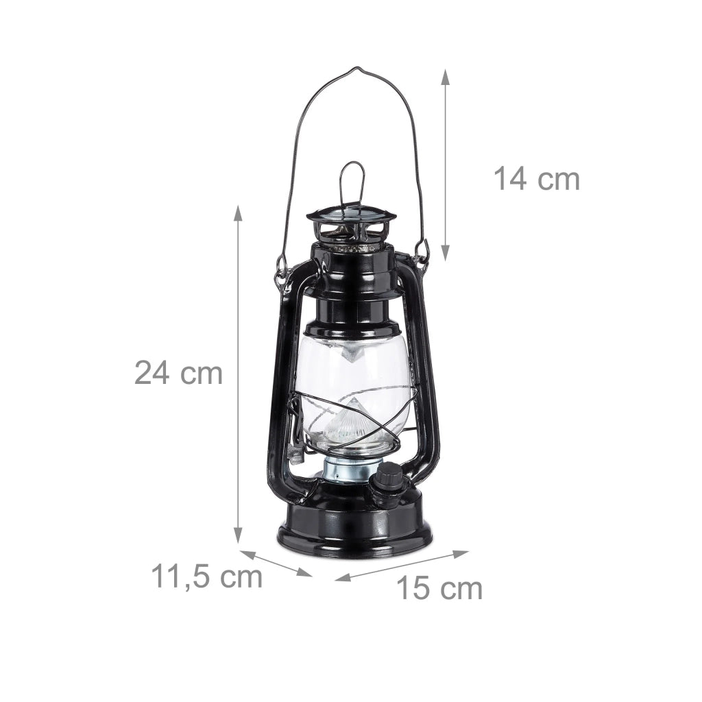 Lanterna a tempesta LED decorativa vintage interno esterno 24 x 15 x 11,5 cm in ferro nero 13_0006266