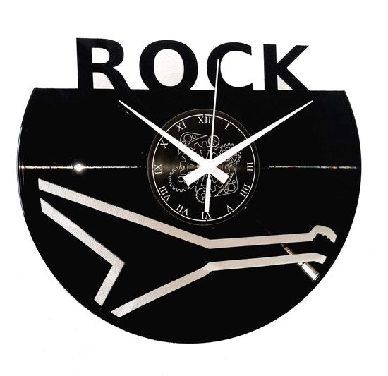 Pannello di vinile orologio, regalo vintage, orologio da parete manufatto a mano, karma istantaneo - chitarra basso/musica rock