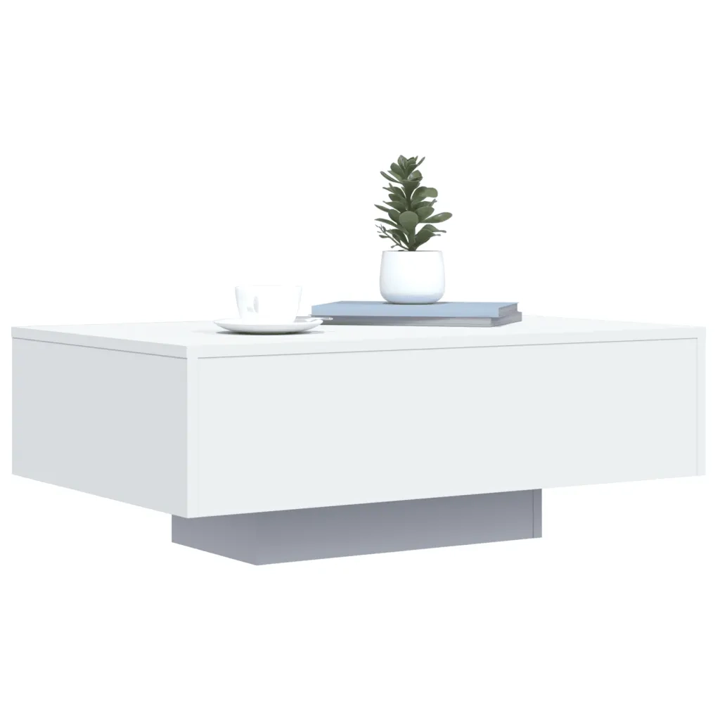 Tavolino da salotto | Tavolino da caff¨¨ | Tavolino da Soggiorno con Luci LED Bianco 85x55x31 cm