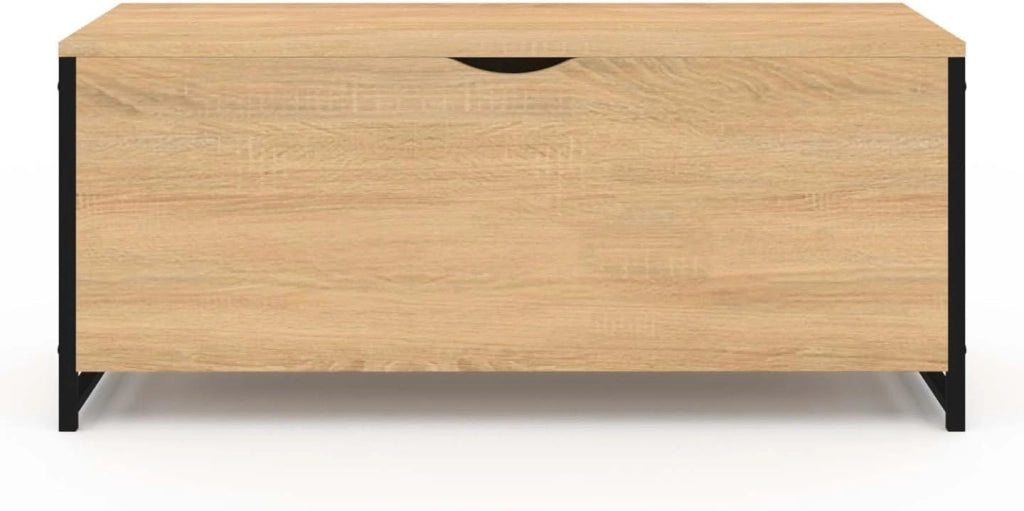 Detroit baúl 100 cm Madera y Negro diseño Industrial