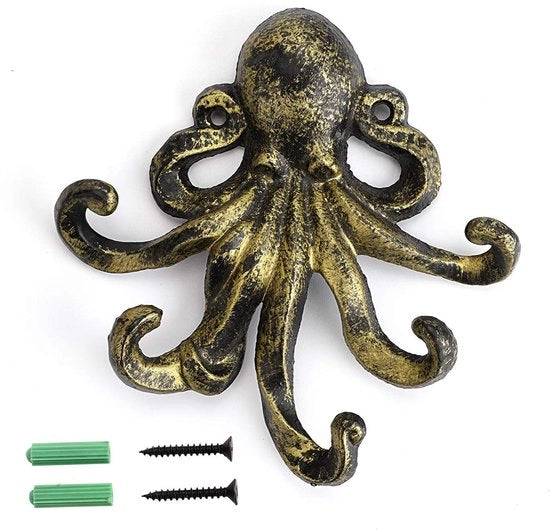 Decorazione a Ghiaccio con Octopode a 5 Arti - Maniglia per Asciugamano in Stile Rustico, Maniglia per Chiave, Maniglia per Asciugamano (Verde Bronzo)