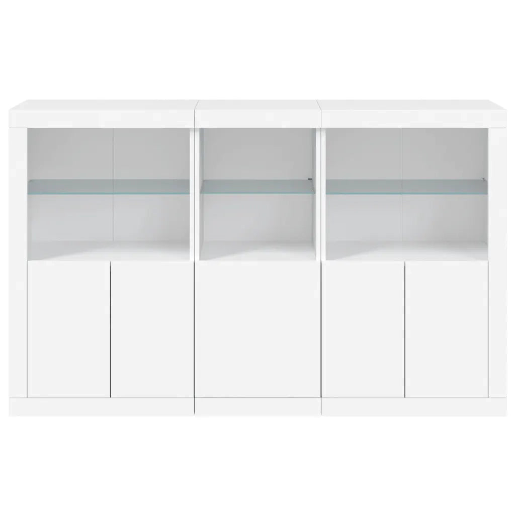 Credenza | Madia | Buffet da pranzo | Armadio da pranzo con Luci LED Bianca 162x37x100 cm