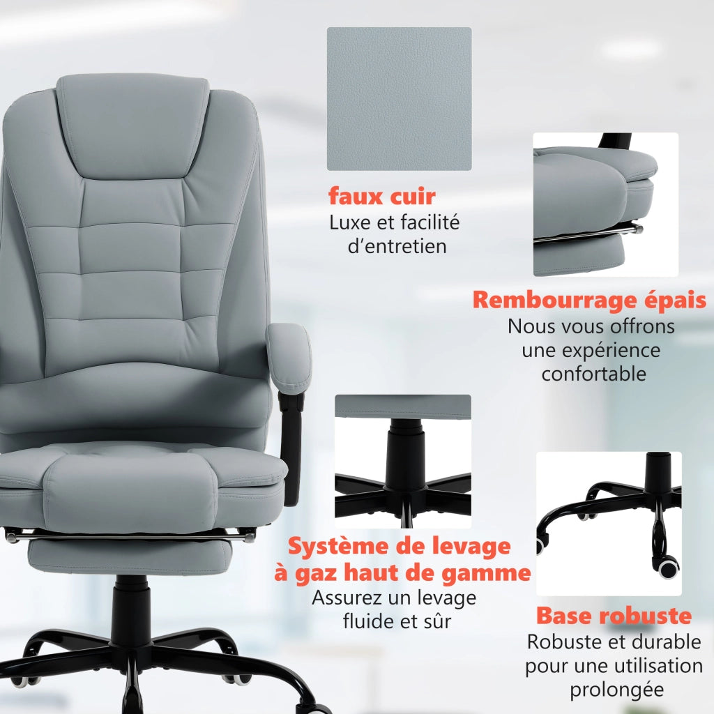 Sedia da ufficio massaggiante ¨C zephmum ¨C regolabile reclinabile grigio
