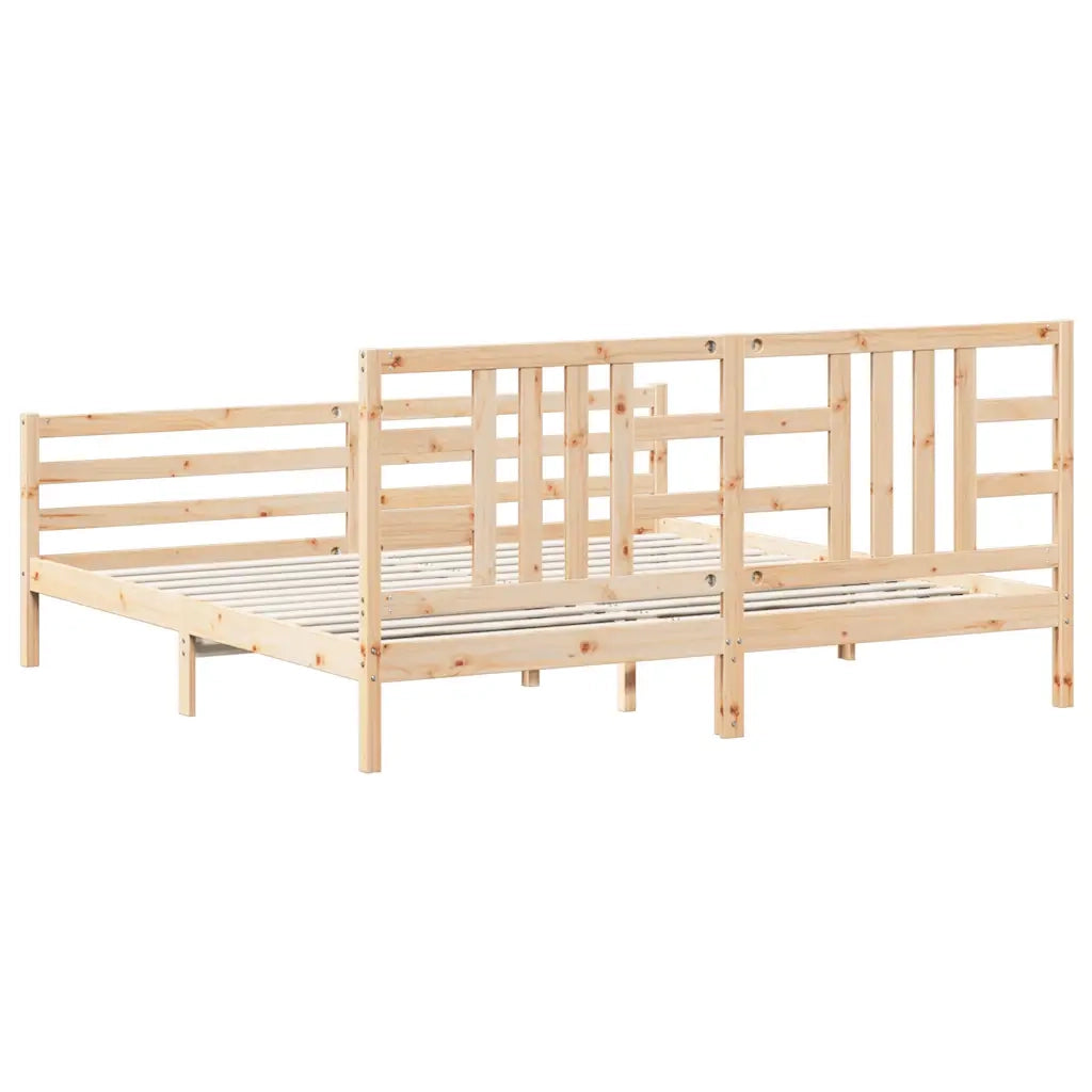 Giroletto con Testiera-Struttura Letto con testiera 200x200 cm in Legno Massello 571411
