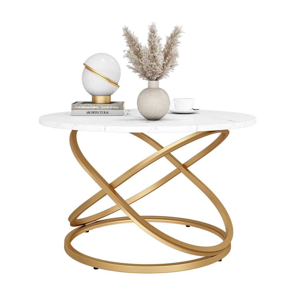 Vicco Tavolino Bianco/Oro 79.5 x 46 cm con ampia superficie di lavoro