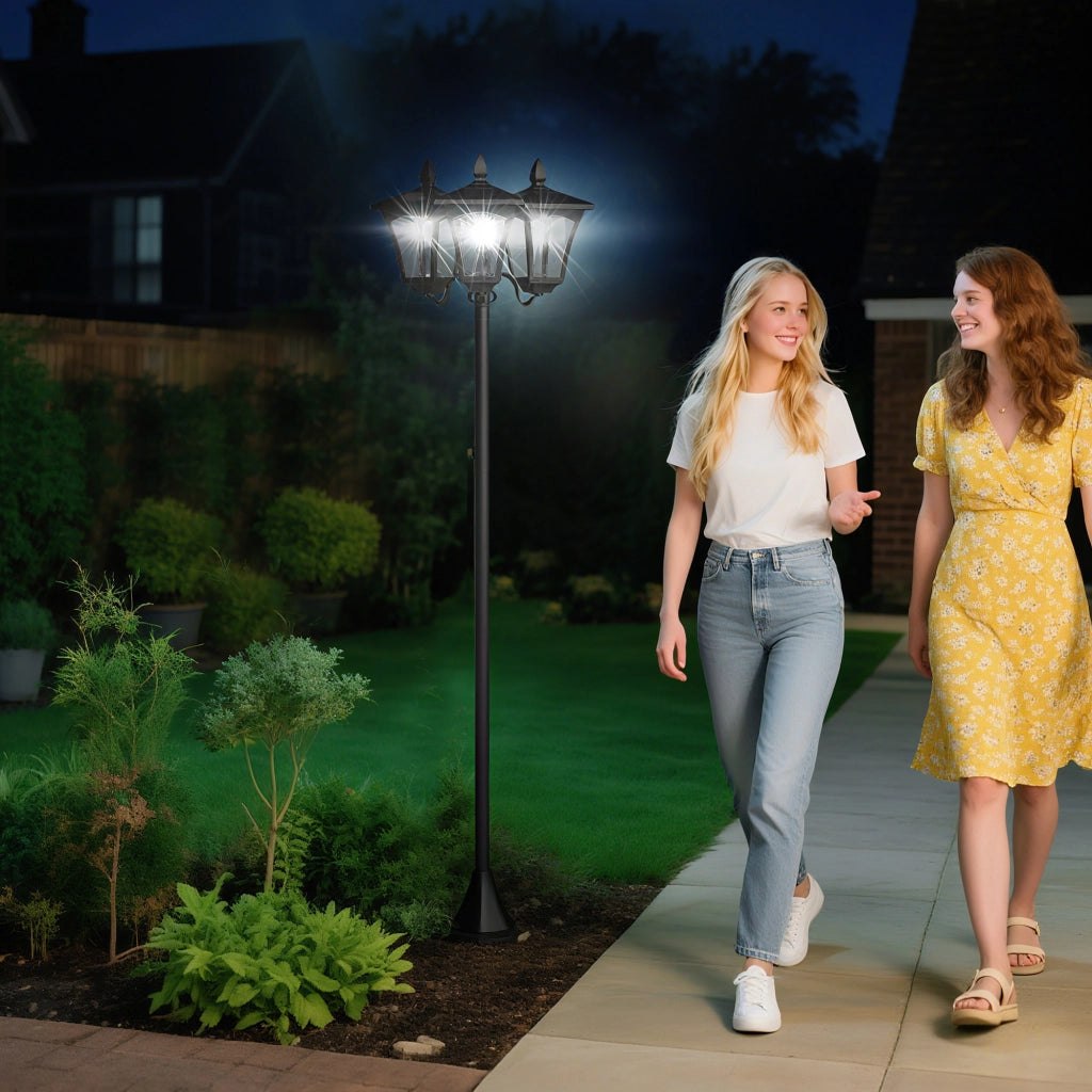 Lampada da Giardino Solare 3 Luci LED ¨C Minimal ¨C Nero 51.5x47x182.5cm