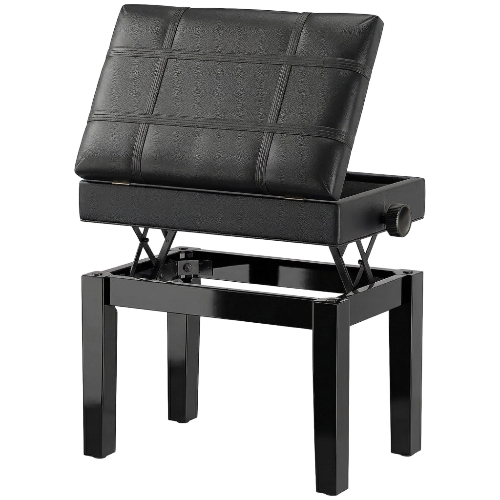 Sgabello con vano nascosto, regolabile in altezza, similpelle, nero ¨C zephmum