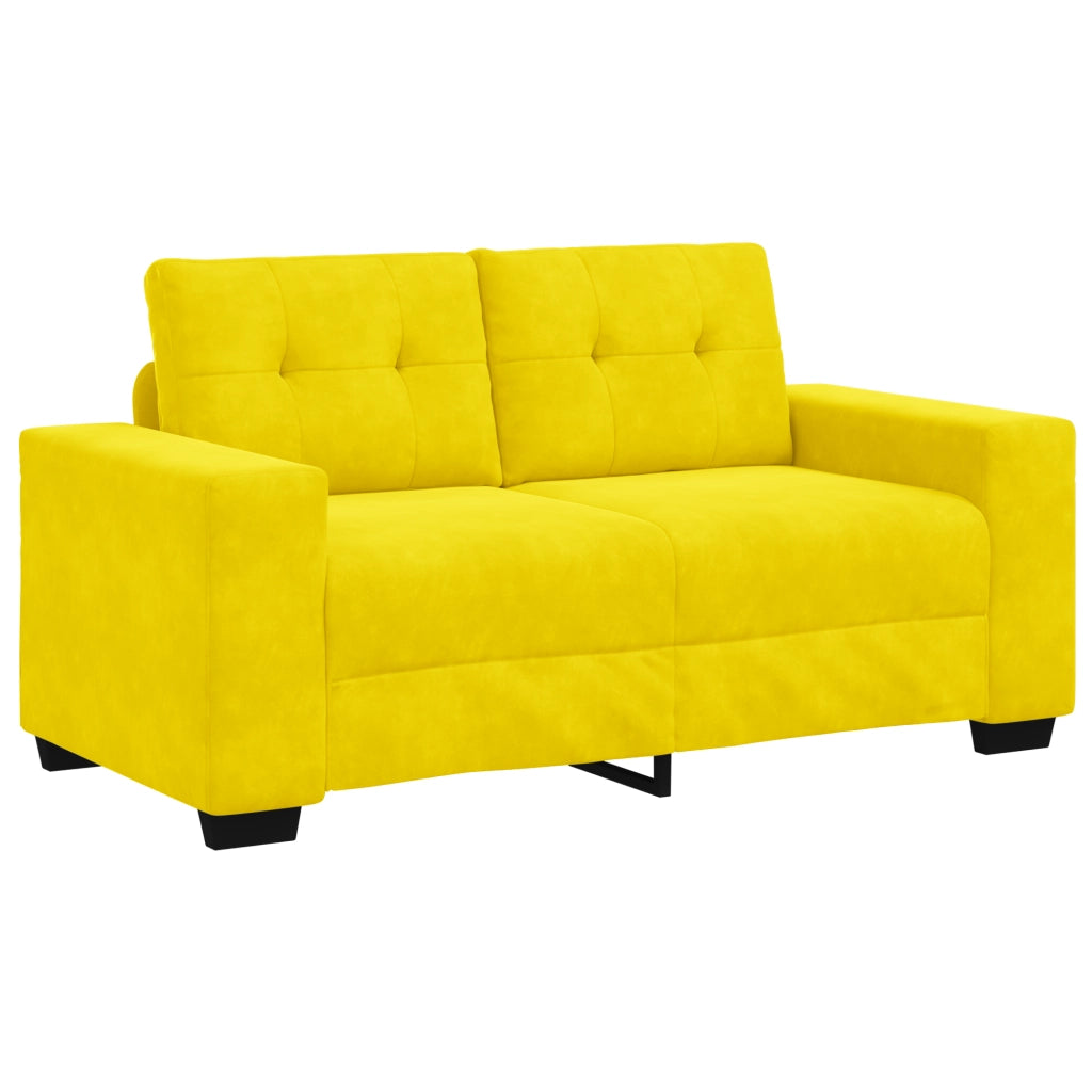Set di divani 3 pezzi con cuscini in velluto giallo