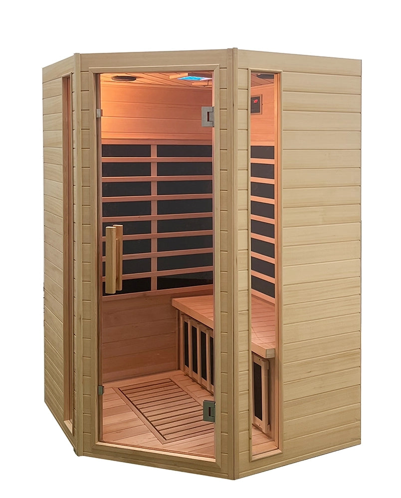 Sauna ad infrarossi 122x122 CM H188 in legno Hemlock con radio integrata | Tampere