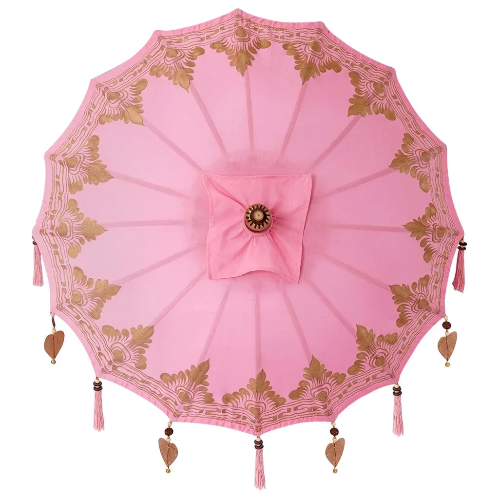 Ombrello balinese con base Rosa 95 x 95 x 260 cm