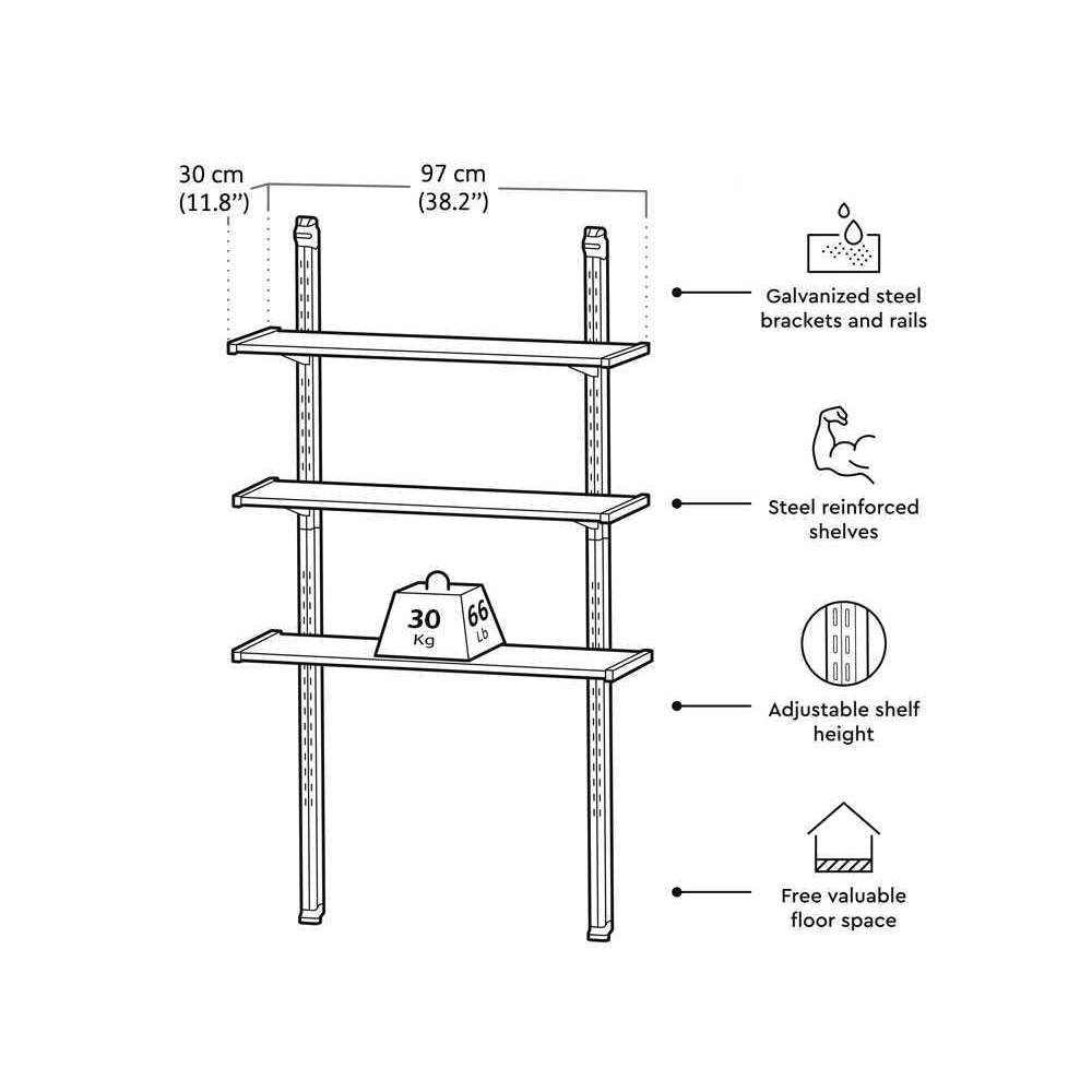 Scaffale per Casette da Giardino Keter 3 Ripiani Shelving Kit 100