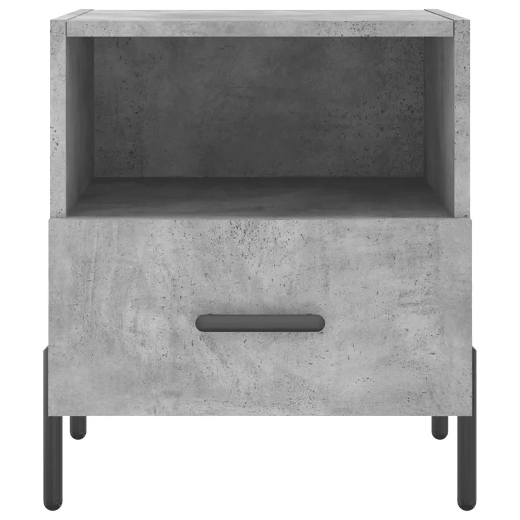 Set di 2 Comodini | Armadio da Notte | Mobiletto da notte Grigio Cemento 40x35x47,5 cm in Legno Multistrato