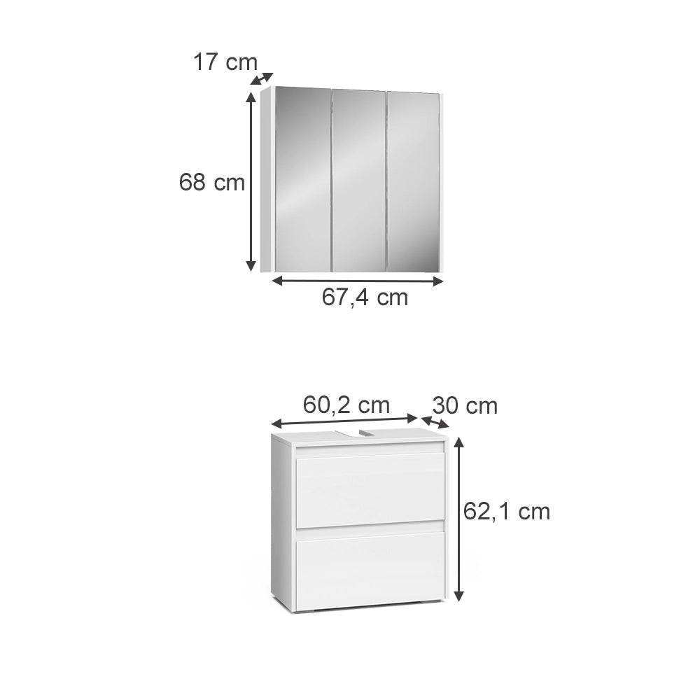 Set di mobili da bagno Majest Bianco lucido 2 parti Vicco