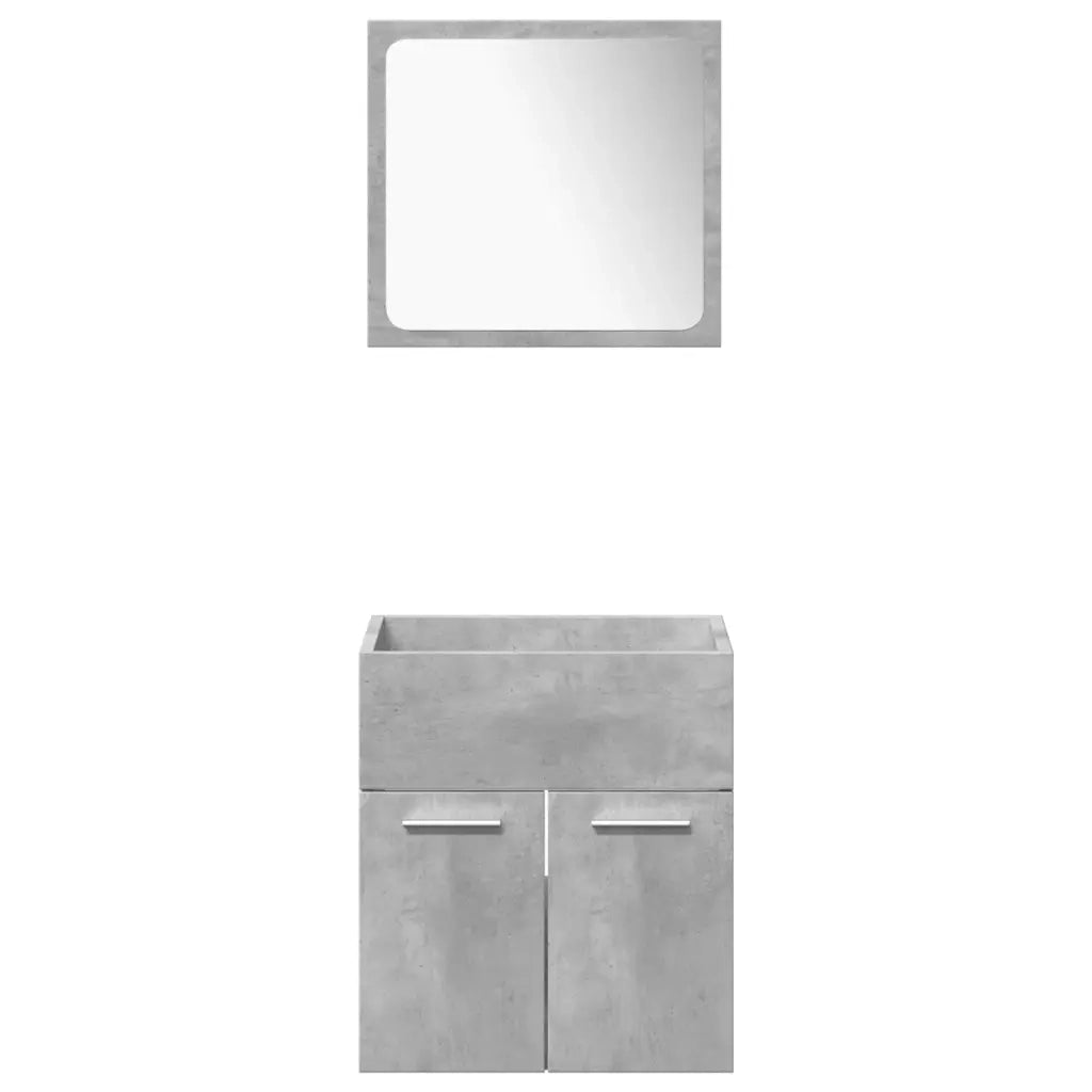Set Mobili da Bagno 5 pz Grigio Cemento in Legno Multistrato
