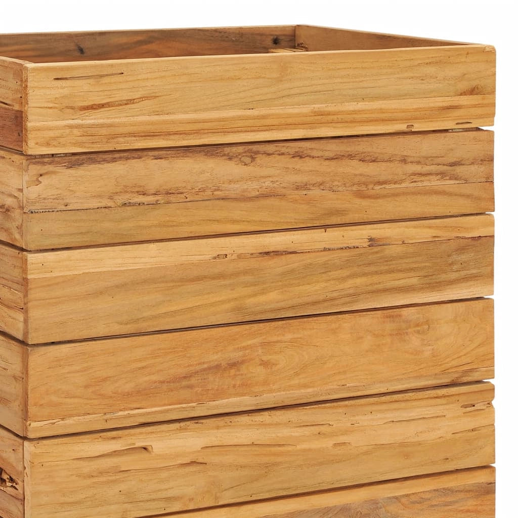 Aiuola rialzata per piante e fiori 50 x 40 x 72 cm legno di teak riciclato e acciaio 02_0000939