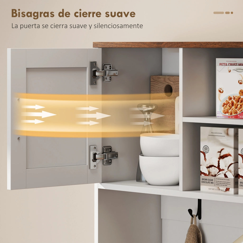 Armadio Cucina con Porte e Cassetti ¨C zephmum ¨C Bianco 100x38x172 cm