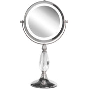 Specchio da tavolo double face per trucco a LED metallo argento ø 18 cm 1x / 5x
