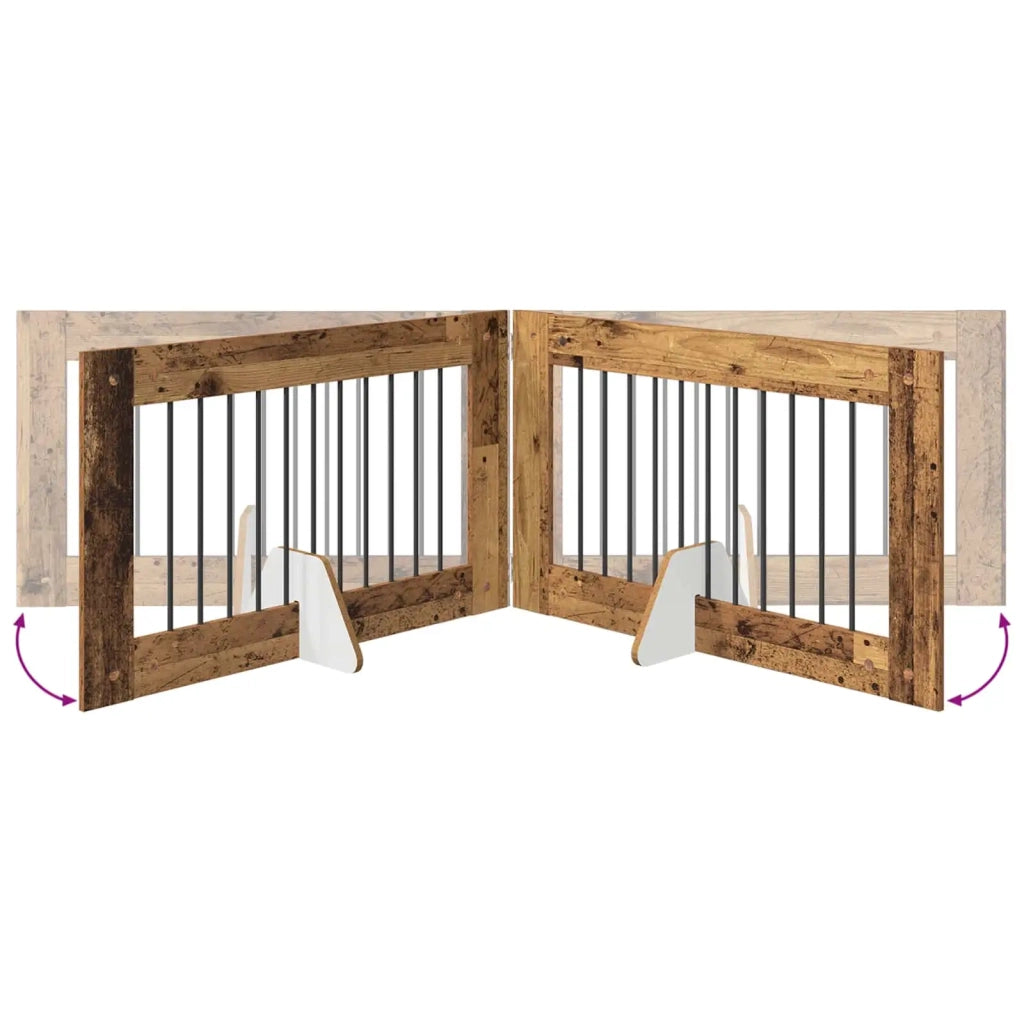 Cancello per cani con supporti 2 pz Legno antico 100 x 60 cm CFW9027788