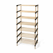 Trade Shop - Scarpiera Multiuso 7 Ripiani In Legno Di Pino Modulare 3 In 1 Scaffali Salvaspazio -