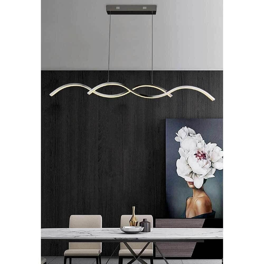 Lampadario Led a Sospensione da soffitto illuminazione Design Moderno 25w twist Bianca Fredda 6500k Silver
