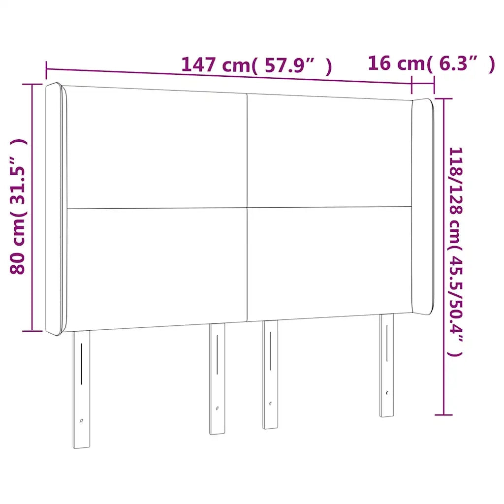 Testiera ad Orecchio Blu Scuro 147x16x118/128 cm in Velluto