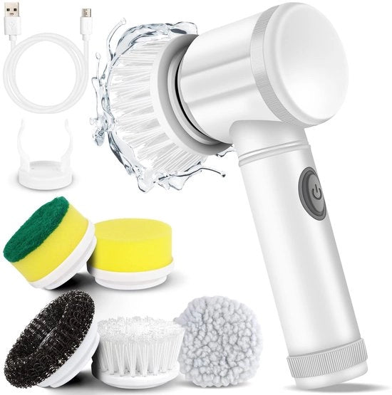 Kit di pulizia elettrico portatile con 5 set di spazzole di ricambio, schiaccianuove rotanti, pulizia delle spazzole, pulitore di giunti per pavimenti, pulitore di giunti per cucina, bagno, pavimenti, lavabi, bagni, pareti