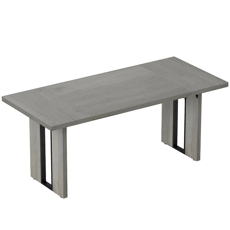 TAVOLO DA PRANZO IN STILE INDUSTRIALE PER 8 PERSONE MAX, IN LEGNO E ACCIAIO, 180X80X75 CM, GRIGIO