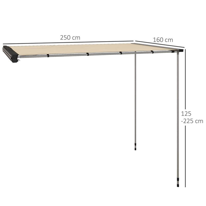 TENDALINO DA TETTO AUTO LATERALE E IMPERMEABILE CON ALTEZZA REGOLABILE, 2.5X1.6M, CACHI