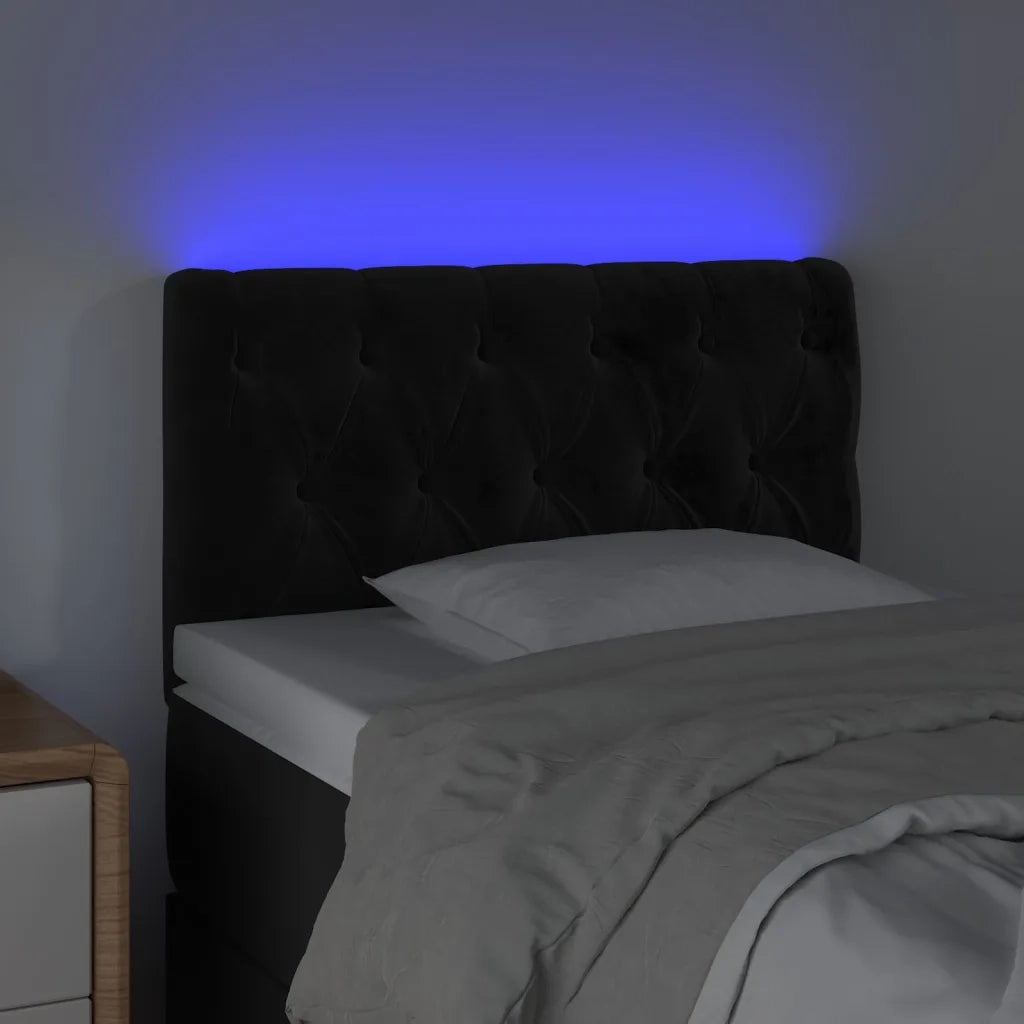 Testiera | Testata a LED Nera 80x7x78/88 cm in Velluto