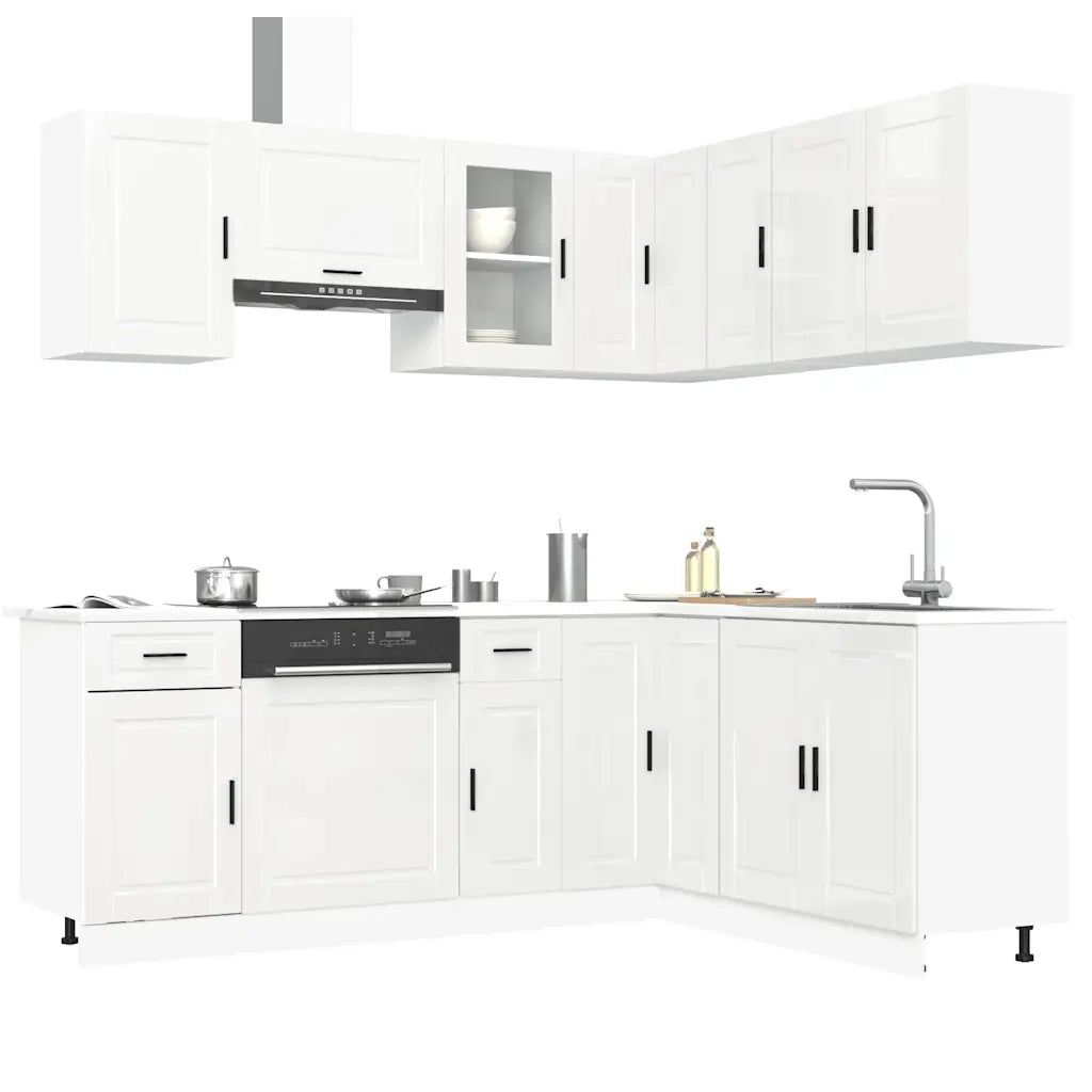 Set Mobili da Cucina 11 pz Porto Bianchi Lucido in Truciolato