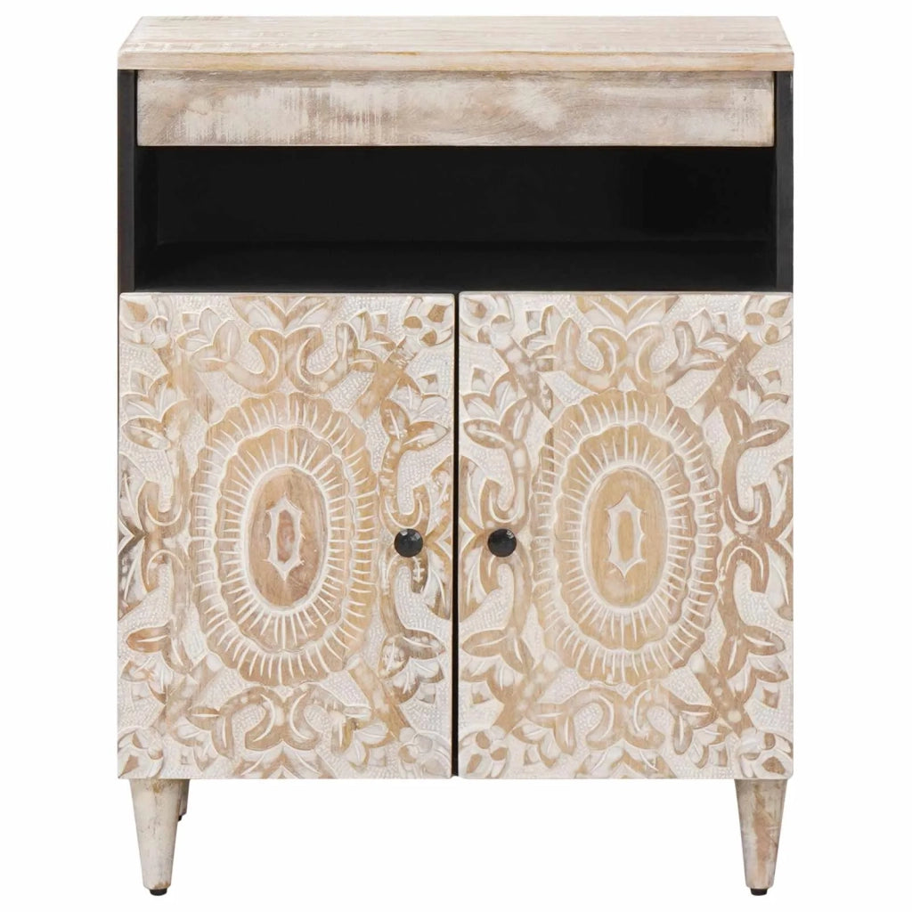 Credenza Bianco 60 x 33,5 x 75 cm Legno di mango massello 4018393