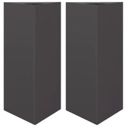 2 pz Fioriere | Cassetta per fiori | Vaso da Giardino Nere Triangolari 40x34,5x75cm Acciaio
