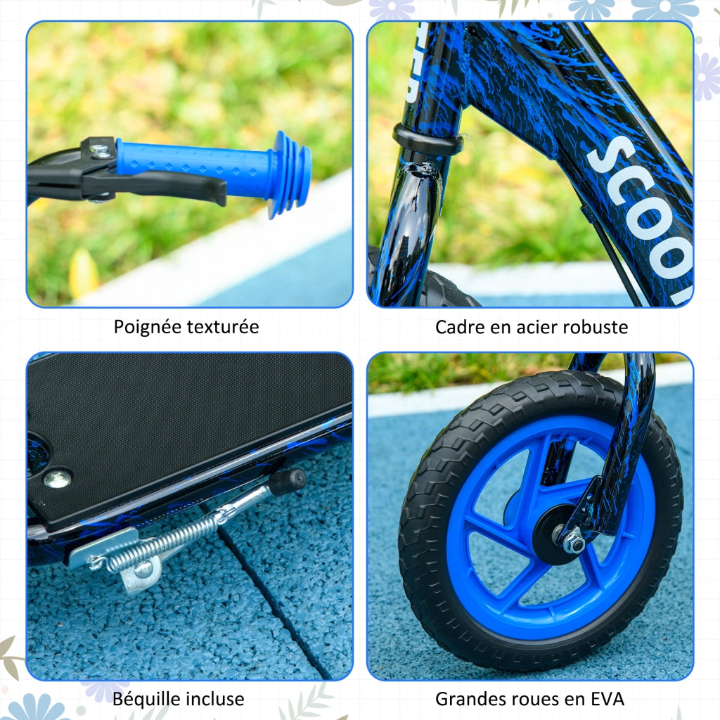 Monopattino per Bambini ¨C Xylo ¨C Ruote Grandi 6-12 Anni Altezza Regolabile Freno Posteriore Cavalletto Blu