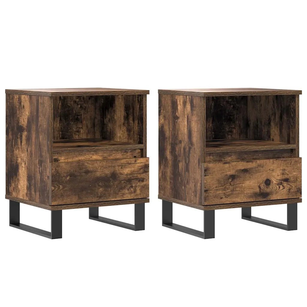 Comodini 2pz Rovere Fumo 40x35x50 cm in Legno Multistrato 830647