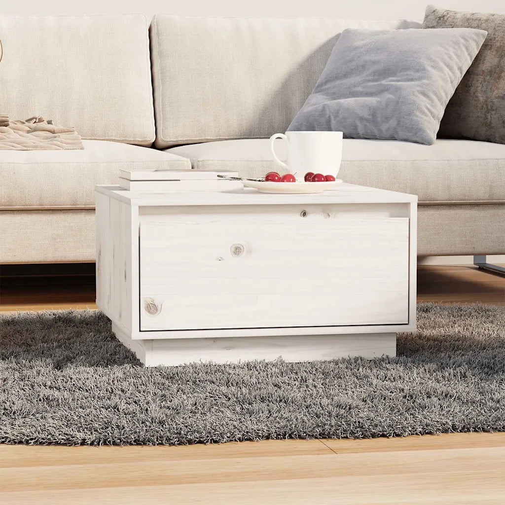 Tavolino da salotto | Tavolino da caff¨¨ | Tavolino da Soggiorno Bianco 55x56x32 cm Legno Massello di Pino